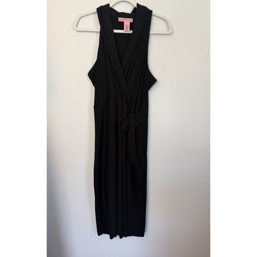 Bandolino Black Faux Wrap Dress Sleeveless Sz L